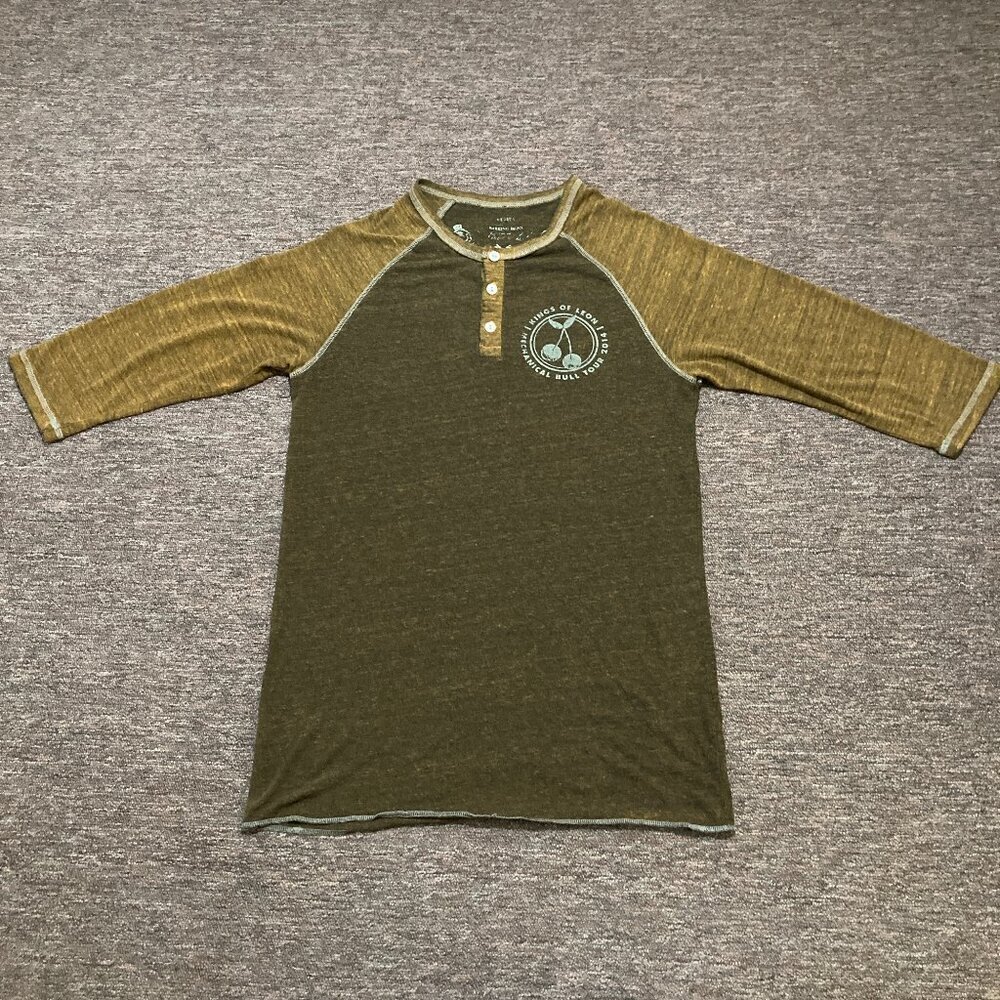Kings Of Leon Shirt Mens Medium Brown Mechanical Bull Tour 2014 Raglan‎ Sleeve